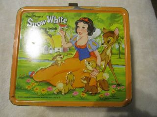 Vintage Disney Lunchbox Box Snow White And 7 Seven Dwarfs W/ Thermos