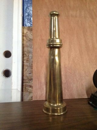 Antique Brass Fire Hose Nozzle,  2.  25 " S @ Threads 15 " Tall Copper Range Mine Up