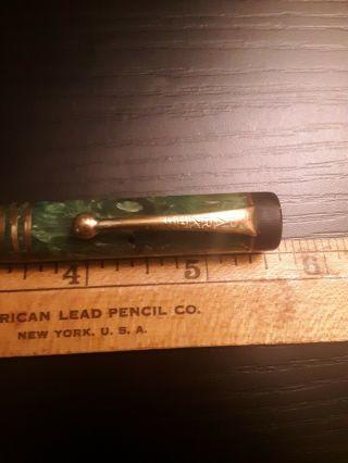 Vtg Parker Green jade Marbled lady duofold Lucky Curve Fountain Pen triple band 5