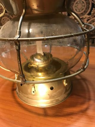 Vintage WHITE LIGHT Brass Hanging Kerosene Oil Hurricane Marine Lantern Lamp 13” 2