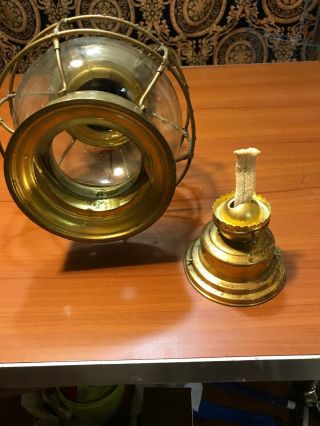 Vintage WHITE LIGHT Brass Hanging Kerosene Oil Hurricane Marine Lantern Lamp 13” 4