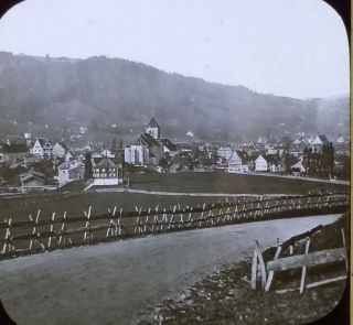 Appenzell Village,  Switzerland,  Circa 1900,  Magic Lantern Glass Photo Slide