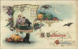Halloween Gottschalk Series 2516 Apple Bobbing C1910 Postcard