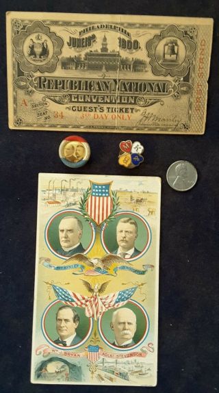 1900 William Mckinley/theodore Roosevelt Stud Pins And Other Campaign Items