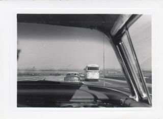 Abstract Vintage Photo Taken From Inside Moving Car On Highway Classic Cars