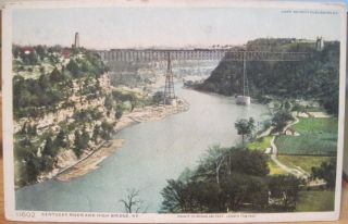 Vintage Postcard Kentucky River High Bridge Rr Train Phostint Unico 1920s