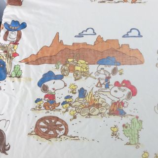 Vintage 1975 Charlie Brown Peanuts Twin Fitted Sheet Snoopy 82x52 Usa