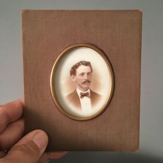 19th - Century Antique Opalotype Photo Of A Gentleman In Period Frame
