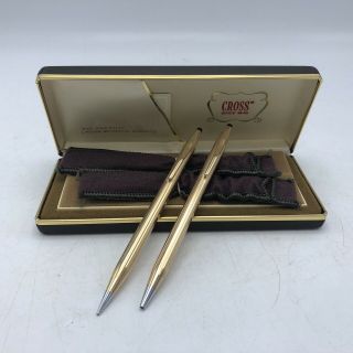 Vintage Cross Pen 14kt Gold Filled Pen & Pencil Set W/ Box & Paperwork