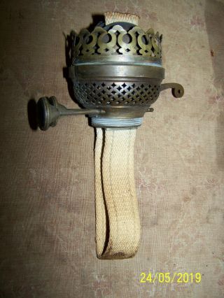 Antique Brass Duplex Kerosene Oil Lamp Burner 1 1/2 " W/snuffer