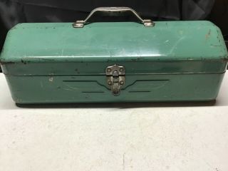 Vintage Indestro Green Metal Socket Tool Box With Metal Tray