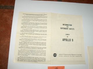 Vintage NASA Apollo 9 Launch Access Badge Parking Map Copies of Employee Letters 3