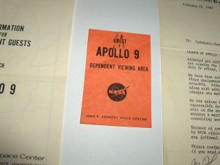Vintage NASA Apollo 9 Launch Access Badge Parking Map Copies of Employee Letters 5