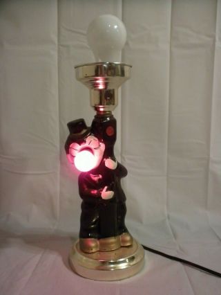 Vintage Bar Lamp Drunk Boozer Man On Lamp Post W/ Red Light Up Nose No Globe