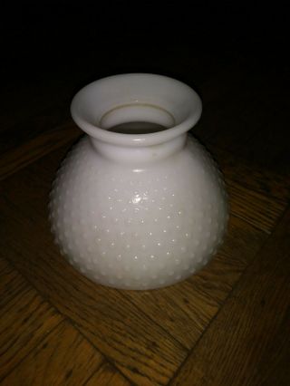 7 - 3/4.  8 " White Hobnail Milk Glass Student Oil Lamp Shade 5.  5 " Tall