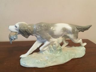 NAO Lladro Hunting Dog With Quail Figurine 3