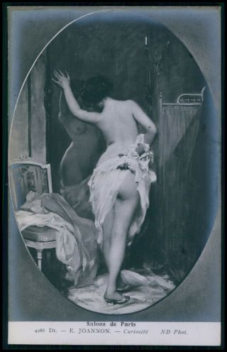 Art Joannon Nude Woman Curiosity Model 1910s Salon De Paris Postcard