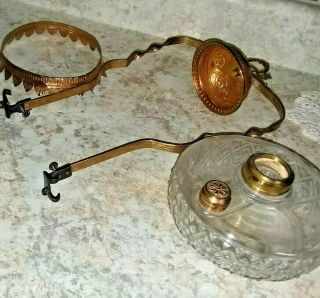 Antique Ornate Hanging Oil Lamp Parts Bracket Ring Parts On Bowl
