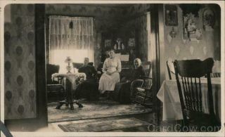 Rppc Three Women In A Sitting Room Real Photo Post Card Vintage