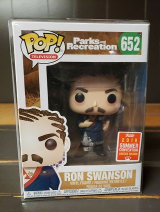 Funko Pop Parks And Recreation Ron Swanson W/ Cornrows 2018 Sdcc Exclusive