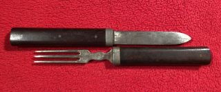 Vintage Universal L F & C Landers Frary Clark Nesting Fork Knife Set Wood Handle