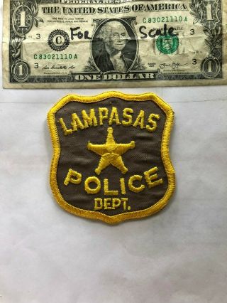 Very Rare Lampasas Texas Police Patch Un - Sewn In Great Shape