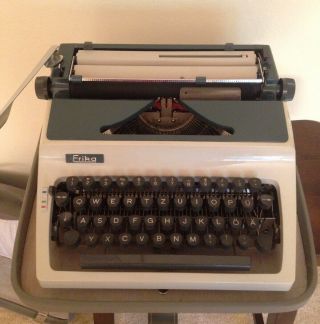 Vtg German Typewriter Erika - W/case