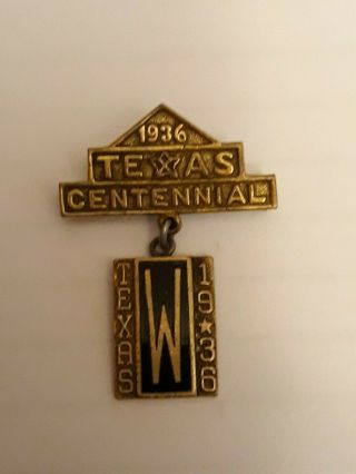 Vintage Rare 1936 Texas Centennial Pin With Hanging Charm