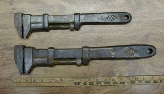 2 Antique All Steel Rr Monkey Wrenches - 15 " C&nw Ry Co. ,  & 18 " Cm&stp Ry