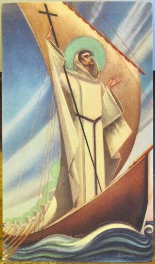 Irish Postcard Saint Brendan Richard King Ó Cionga Capuchinannual Dublin Ireland