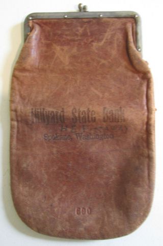 Antique Bank Leather Bag Purse Advertising Hillyard State Spokane Washington