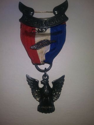 Vintage Boy Scouts Of America Sterling Silver Eagle Medal W/ Palm Robbins T/3