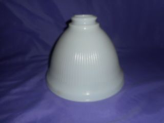 Vintage 8 " Milk Glass Ribbed / Lined Pattern Torchiere Shade Diffuser
