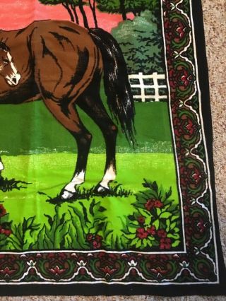 Vintage Horse Cotton Tapestry Rug Wall Hanging Made In Turkey By ATC York 3