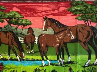 Vintage Horse Cotton Tapestry Rug Wall Hanging Made In Turkey By ATC York 5