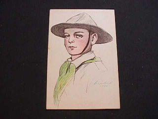 1926 Hungarian Boy Scout Artist Signed Postcard