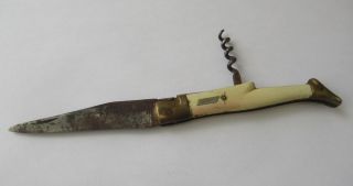 Vintage French Folding Knife Laguiole corkscrew France Navaja old fly bee 2