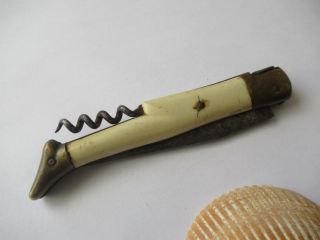 Vintage French Folding Knife Laguiole corkscrew France Navaja old fly bee 5
