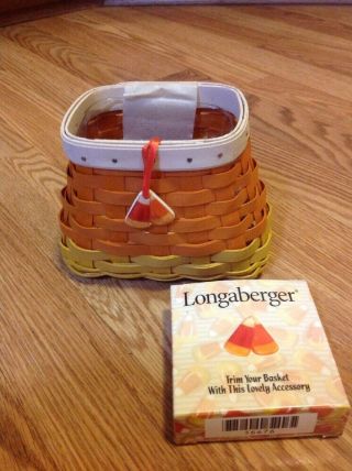 Longaberger 2016 Candy Corn Basket W/ Tie On & Protector