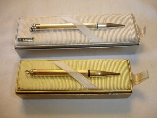 2 Vintage Cross Axt Sterling Silver Rgp Mini Ring Top Mechanical Pencils W/box