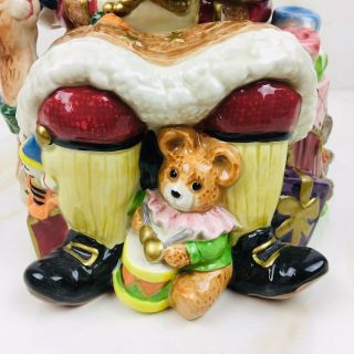 FITZ AND FLOYD CLASSIC HANDCRAFTED COOKIE JAR/SANTA PAINTING A DOLL 2