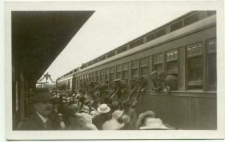 Rppc Soldiers Saying Goodbye From The Train Real Photo Vintage Postcard