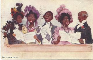 Black American Postcard " The Village Choir " Artist Frances Brundage Series 2723
