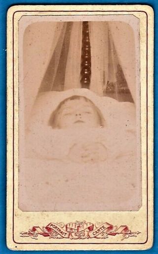 Vintage Cdv Photo Post Mortem Baby Child Belgium Ca 1895