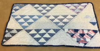 Vintage Patchwork Mini Quilt,  Triangles,  Early 1900’s,  Hand Quilted,  Calicos