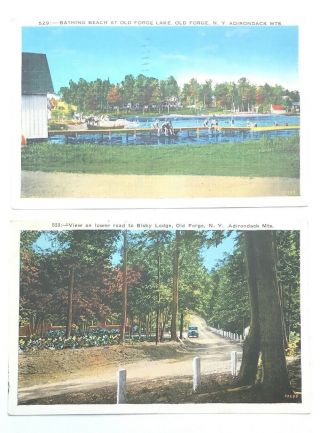 Bathing Beach & Lower Road To Bisby Lodge,  Old Forge Ny Adirondacks