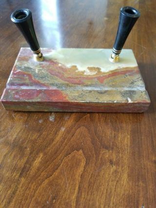 Parker Duofold Fountain Pen Holder Red Marble Desk Base Old Vintage