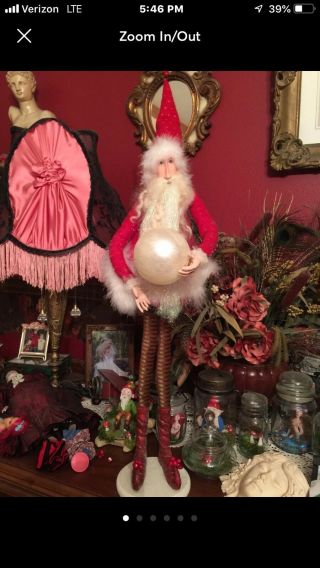 Rare Dept 56 Christmas Krinkles Tall Santa Elf With Globe
