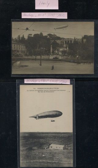 Italy & Spain1907 / 1912 Airship Post Cards,  4 Different
