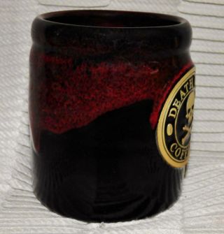 RARE 2016 DEATH WISH COFFEE CO.  CAMPER MUG CUP BLACK RED DENEEN POTTERY USA 3